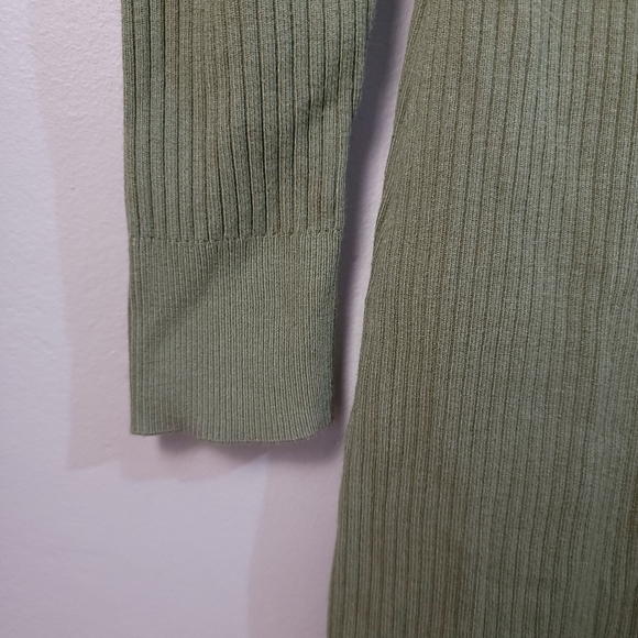 Who What Wear EUC Classic Vintage Inspired Army Green Ribbed Sweater Dress LARGE - Picture 5 of 11